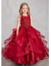 Beaded Lace Tulle Flower Girl Dress With Horsehair Trim